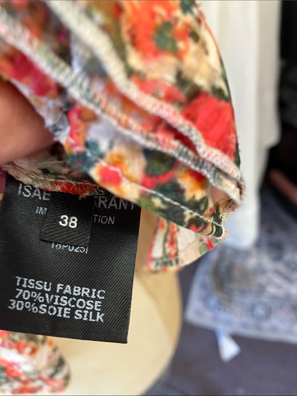 Isabel Marant Fliren Spring Flower Blouse Orange Cream Silk Blend Size 38 Medium - Picture 7 of 10